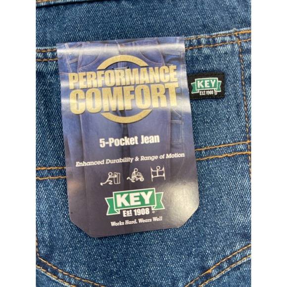 Key Performance Comfort 5 Pocket Jeans Workwear Denim Blue Mens Size 40x32 NWT - Picture 7 of 13